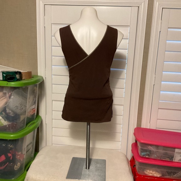 Elegant Brown Wrap Tank Top - Picture 4 of 7